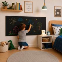 Adesivo Parede Quadro Negro Fosco Lousa Escolar Profissional Giz 45cmx2m