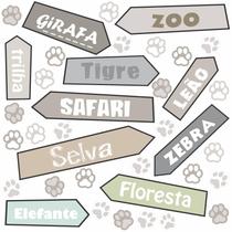 Adesivo Patinha Placas Zoo Safari Animais Infantil C68