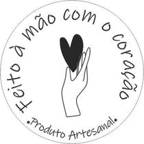 Adesivo Personalizado Frase: Feito à Mão com o Coração - Produto Artesanal - 50 Unidades