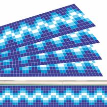 Adesivo Piscina Azulejo Mosaico Zigue-zague Azul 100x20cm