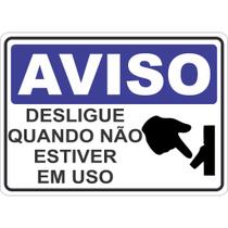 Adesivo placa aviso sinalização atenção desligue a luz 15x21 cm ou 21x30cm azul auto colante ambiente interno e externo