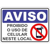 Adesivo placa aviso sinalização atenção proibido uso de celular 15x21 cm ou 21x30cm azul auto colant Adesivo placa aviso sinalização atenção proibido uso de celular 15x21 cm ou 21x30cm azul auto colant