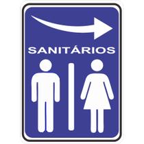 Adesivo placa aviso sinalização atenção sanitario a direita 15x21 cm ou 21x30cm azul auto colante am Adesivo placa aviso sinalização atenção sanitario a direita 15x21 cm ou 21x30cm azul auto colante am