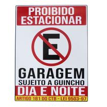 Adesivo Placa Proibido Estacionar Garagem Dia Noite 30x40