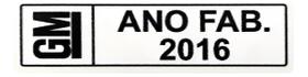 Adesivo Plaqueta Ano Fabricação GM Chevrolet 95-24 2016 Adesivo Plaqueta Ano Fabricação GM Chevrolet 95-24 2016