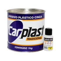 Adesivo Plástico Massa Epóxi 1kg Cinza CA115 Automotiva Reparo Chaparia Funileiro Oficina Funilaria Com Catalizador Carplast Maxi Rubber