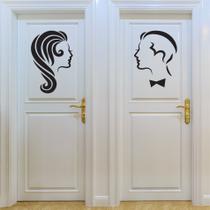 Adesivo Porta Banheiro Ele & Ela Perfil
