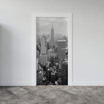 Adesivo Porta Cidade Nova York Preto e Branco Prédios