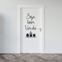 Adesivo Porta Seja Bem Vindo Lettering Vasos Loja Salão de Beleza Adesivo Porta Seja Bem Vindo Lettering Vasos Loja Salão de Beleza