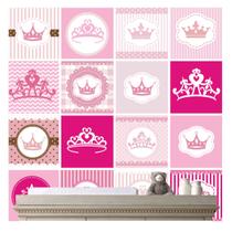 Adesivo Princesa Menina Azulejo Coroas Rosa Infantil M09 - Quartinhodecorado