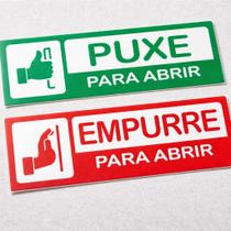 Adesivo Puxe Empurre para Porta Abrir Fechar Sinalização Etiqueta Aplicável Auto colante Resistente Kit 2 Adesivos