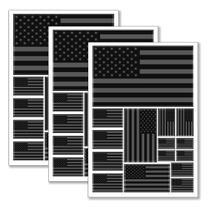 Adesivo QQSD preto com bandeira americana 29,7 x 21 cm, pacote com 3