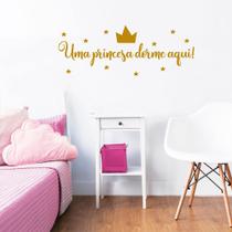 Adesivo Quarto Menina Uma Princesa Dorme Aqui! Cabeceira
