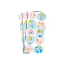 Adesivo redondo cinderela 30 unidades - decoração temática Adesivo redondo cinderela 30 unidades - decoração temática