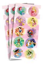 Adesivo Redondo Decorativo - Princesas Disney - 30 Unidades Adesivo Redondo Decorativo - Princesas Disney - 30 Unidades