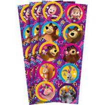 Adesivo Redondo - Festa Masha e o Urso - Pacote com 3 Cartelas com 10 Unidades cada