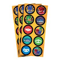Adesivo Redondo para Lembrancinha PJ Masks - 30 Unidades