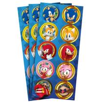 Adesivo Redondo Sonic Festa De Aniversário 30 Unidades
