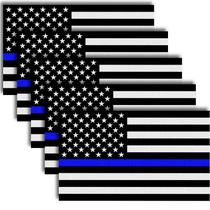 Adesivo refletivo com bandeira dos EUA com linha azul fina, 5 x 3 polegadas, pacote com 5