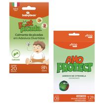 Adesivo Repelente Natural Amo Protect + Adesivo Calmante Alívio Para Picada De Mosquito Post Picada