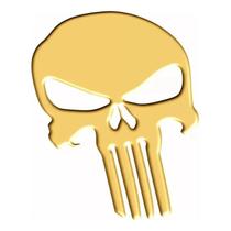 Adesivo Resinado Caveira Punisher Dourado SPTS Adesivo Resinado Caveira Punisher Dourado SPTS