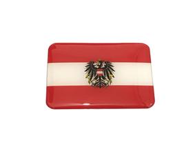 Adesivo resinado da bandeira da Áustria com brasão 5x3 cm - Mundo Das Bandeiras