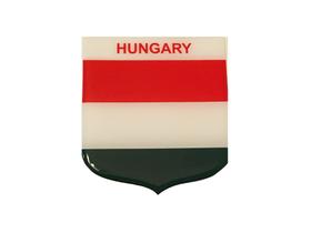 Adesivo Resinado Em Escudo Da Bandeira Da Hungria - Mundo Das Bandeiras
