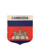 Adesivo Resinado Em Escudo Da Bandeira Do Camboja - Mundo Das Bandeiras