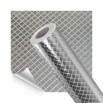 Adesivo Revestimento Vinilico Aluminio Prata Quadradinhos 5M Adesivo Revestimento Vinilico Aluminio Prata Quadradinhos 5M