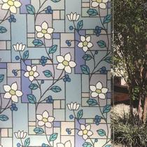 Adesivo Sem Cola Janela Vidro Jateado Vitral Flores 200x60cm Adesivo Sem Cola Janela Vidro Jateado Vitral Flores 200x60cm