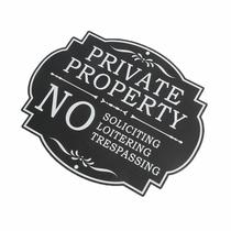 Adesivo, sinal de aviso de propriedade privada, aço inoxidável