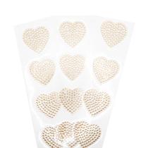 Adesivo Strass Acrílico Coração Dourado 35mm 2un Cartela 10pçs