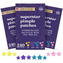 Adesivo Superstar para espinhas LiveClean 720 CT (pacote com 3 unidades de 240) ácido salicílico e melaleuca, adesivo hidrocolóide para acne, adesivos para espinhas Star Cute 3 tamanhos Adesivo Superstar para espinhas LiveClean 720 CT (pacote com 3 unidades de 240) ácido salicílico e melaleuca, adesivo hidrocolóide para acne, adesivos para espinhas Star Cute 3 tamanhos