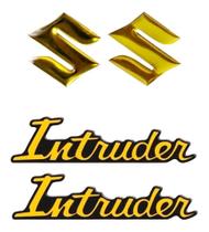 Adesivo Tampa Lateral Intruder Dourado + Emblemas Suzuki
