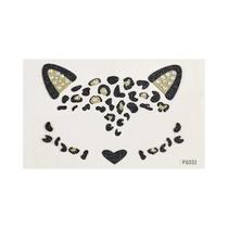 Adesivo Temporário De Tatuagem 3D De Gato Com Strass Para Decoração De Maquiagem Em Festa À Fantasia