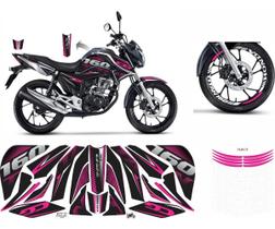 Adesivo Titan 160 Kit Completo Carenagem Roda Ano 2022 Rosa Adesivo Titan 160 Kit Completo Carenagem Roda Ano 2022 Rosa