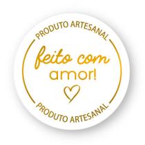 Adesivo Transparente Hot Stamping - "Produto Artesanal Feito com Amor" - Dourado - 30 unidades - - Rizzo