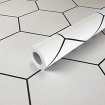 Adesivo Vinílico Lavavel para Piso com Textura Hexágono Branco 500x60cm