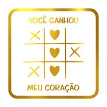 Adesivo "Você Ganhou Meu Coração" - Ref.2090 - Hot Stamping - Dourado - 50 unidades - Stickr - Rizzo