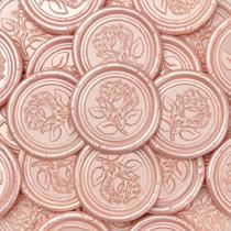 Adesivo WADKOOTO Pink Vintage Rose Wax Seal 50 unidades de 3 cm Adesivo WADKOOTO Pink Vintage Rose Wax Seal 50 unidades de 3 cm