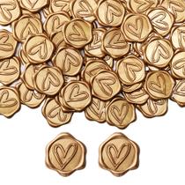 Adesivo Yoption Heart Wax Seal, pacote com 100 adesivos dourados, 3 cm Adesivo Yoption Heart Wax Seal, pacote com 100 adesivos dourados, 3 cm