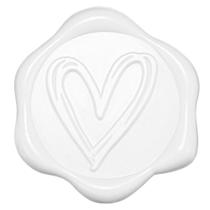 Adesivo Yoption Heart Wax Seal, pacote com 50, 3 cm, branco Adesivo Yoption Heart Wax Seal, pacote com 50, 3 cm, branco
