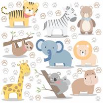 Adesivo Zoo Safari Animais Patinhas Parede Infantil C85