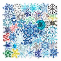 Adesivos, 50 unidades/lote, flocos de neve coloridos, vinil impermeável Adesivos, 50 unidades/lote, flocos de neve coloridos, vinil impermeável
