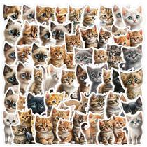 Adesivos, 50 unidades/lote, fofos, para gatinhos de olhos grandes, vinil à prova d'água Adesivos, 50 unidades/lote, fofos, para gatinhos de olhos grandes, vinil à prova d'água