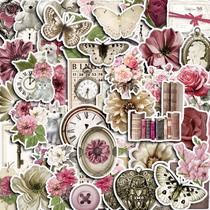 Adesivos, 50 unidades/lote, gatos, borboletas, flores, relógios impermeáveis