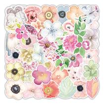 Adesivos 50 unidades/lote, várias plantas, flores vermelhas, vinil impermeável