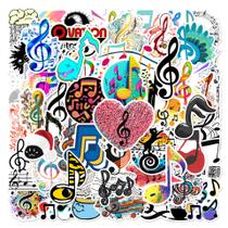 Adesivos, 60 peças, notas musicais, vinil, impermeável, grafite