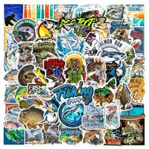 Adesivos à Prova d'Água com Logotipo de Pesca - 50 Peças para Mala e Bagagem