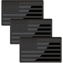 Adesivos adesivos gravados em metal 3D totalmente preto com bandeira americana (pacote com 3)